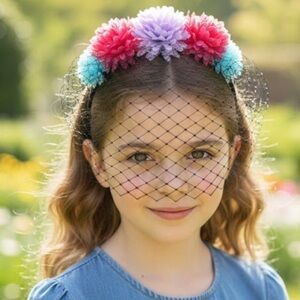 Zara Floral Headband with Veil - Pink, Purple, Blue